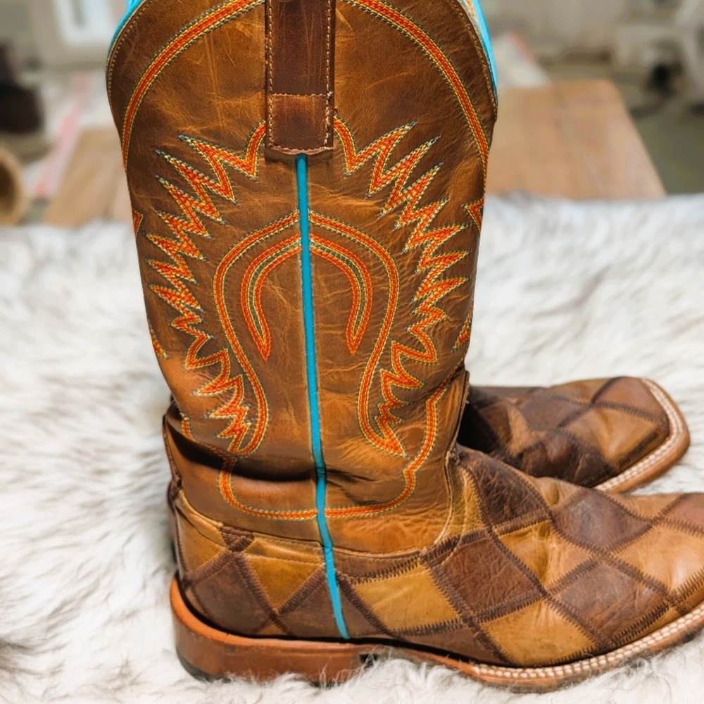 Horse Power Anderson Bean Mens "Crazy Train" Patchwork Western Boots 7.5D HP1053